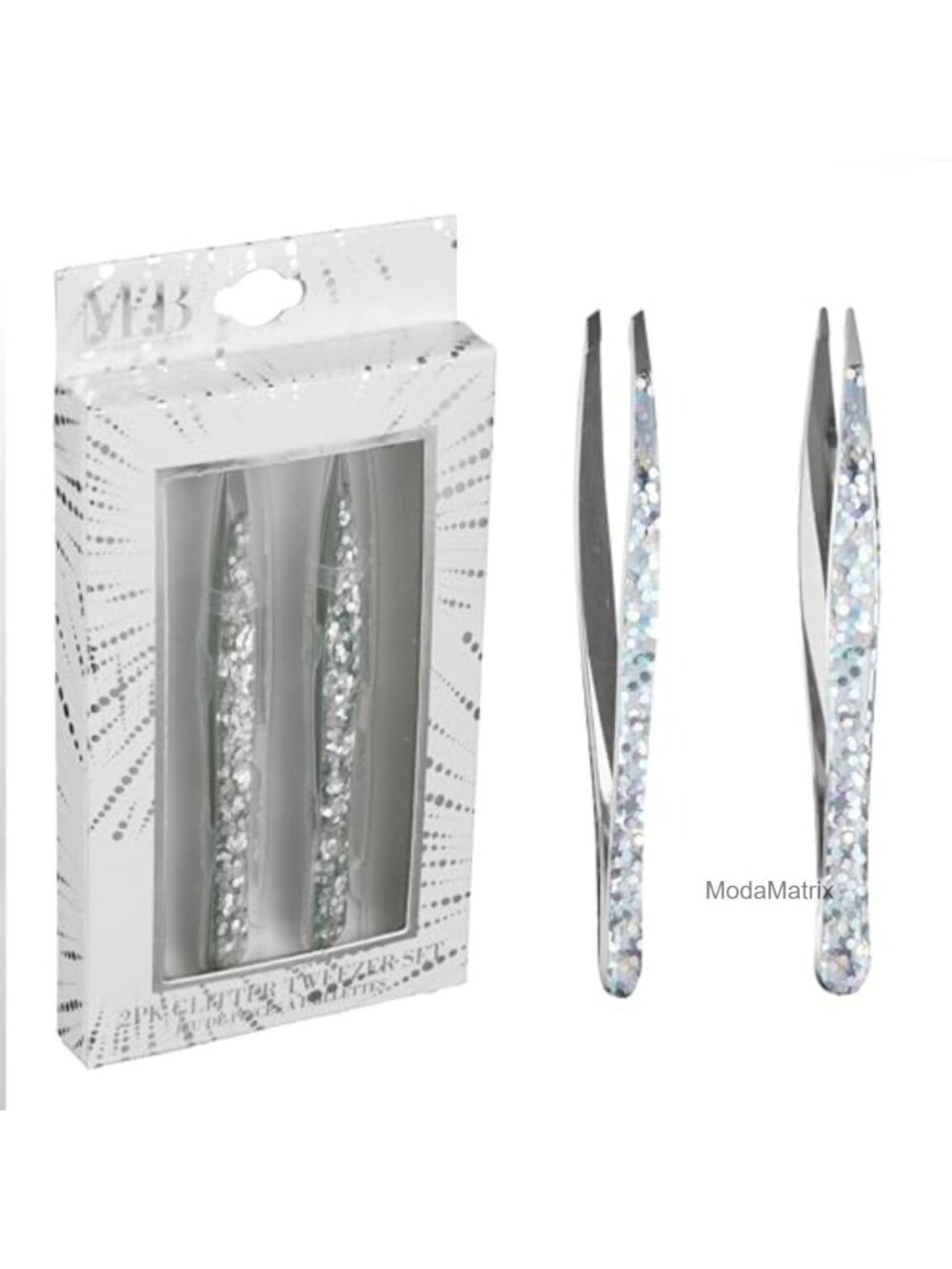 2pc Stainless Steel Tweezer Set Pointed & Slanted Precision Grooming